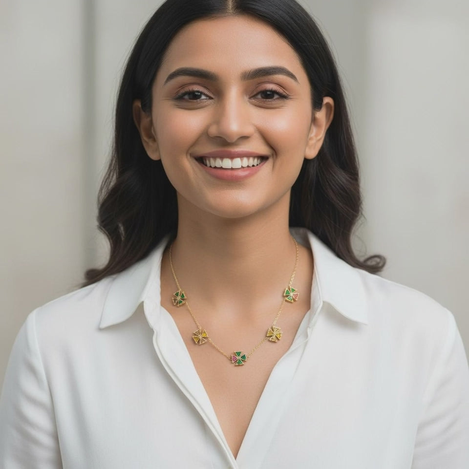 Evergold Mosaic Cross Necklace – 14K Gold Plated | Just A Girl