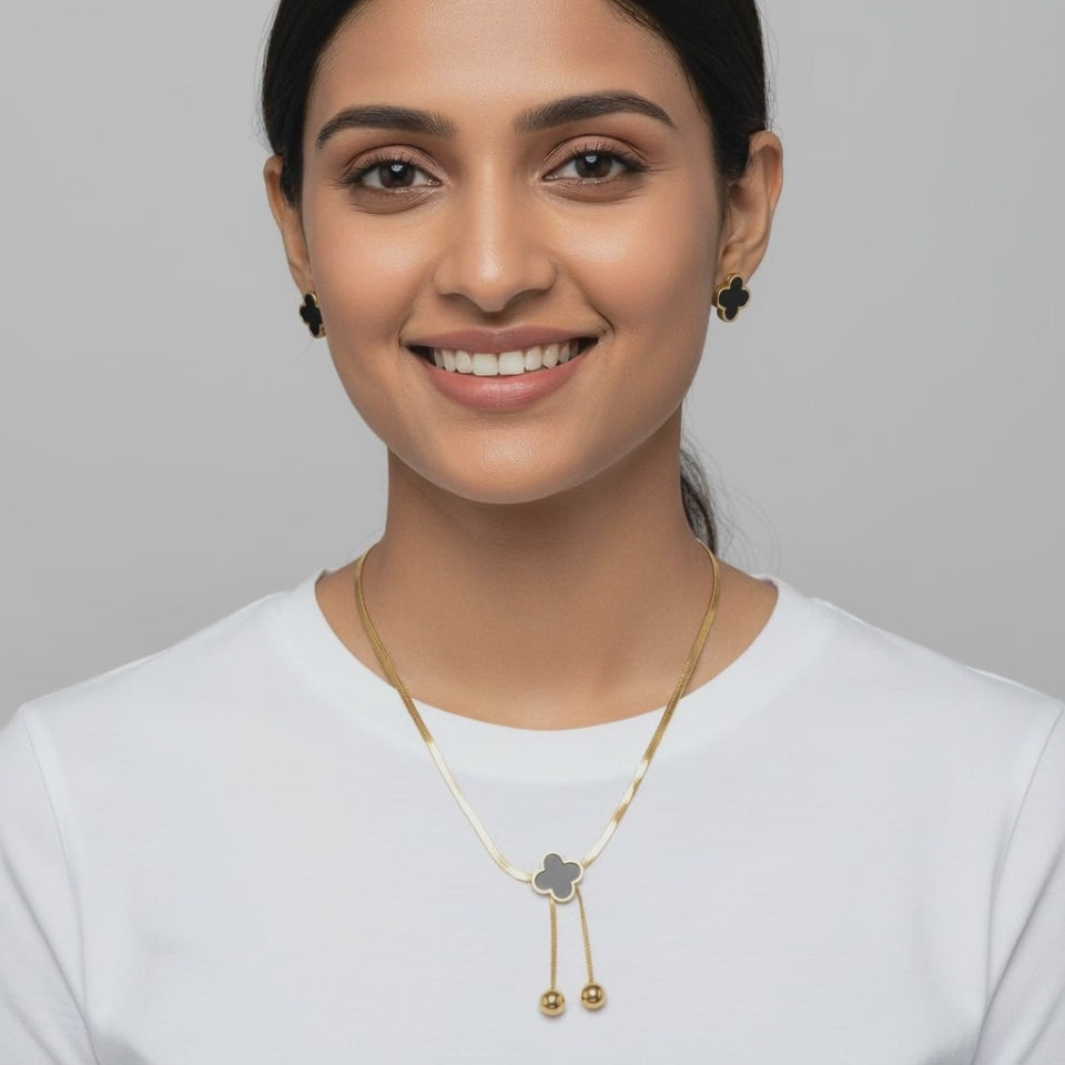 Evergold Noir Clover Set – 14K Gold Plated | Just A Girl