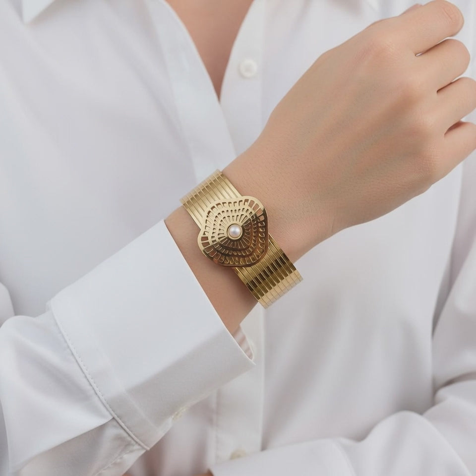 Seashell Statement Cuff Bracelet - 14K Gold Plated | Just A Girl