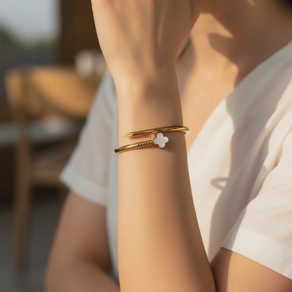 Four Leaf Clover Bracelet  - 14K Gold Plated | Just A Girl