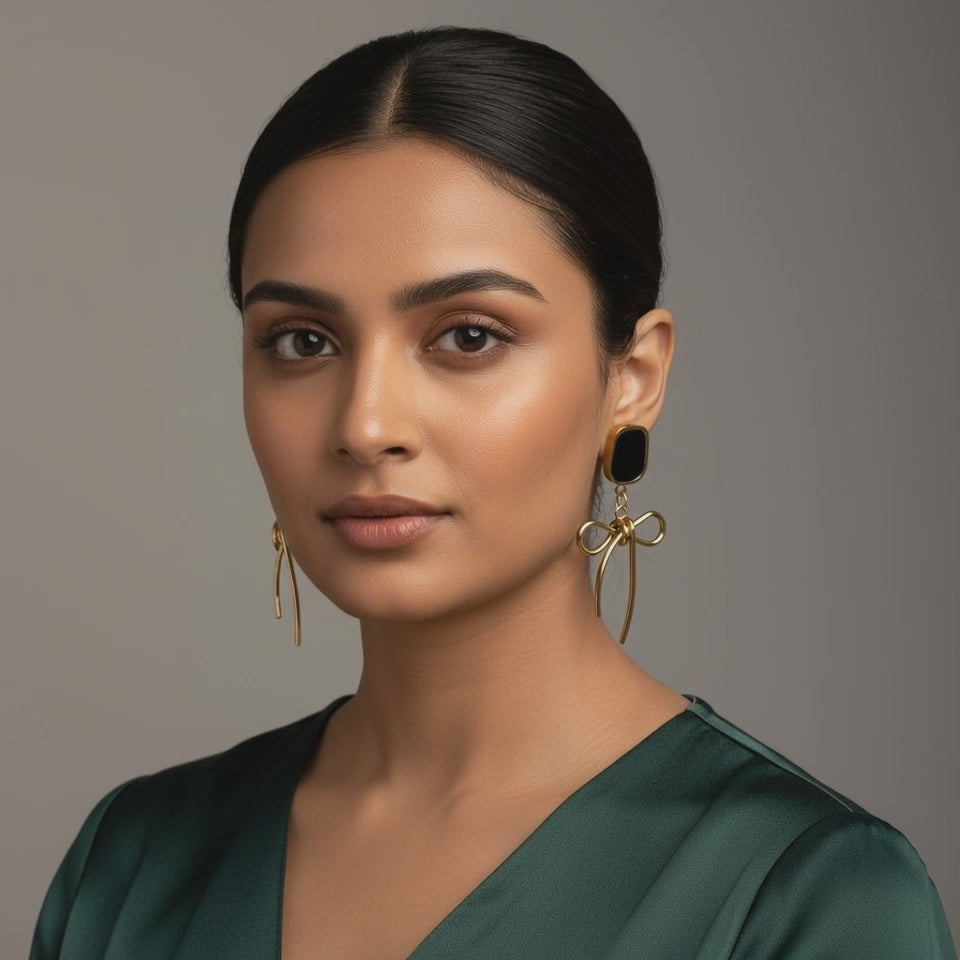 Evergold Noir Ribbon Drops – 14K Gold Plated | Just A Girl