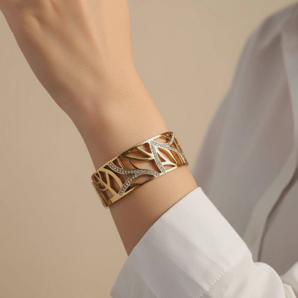 Twilight Forest Open Cuff Bracelet - 14K Gold Plated | Just A Girl