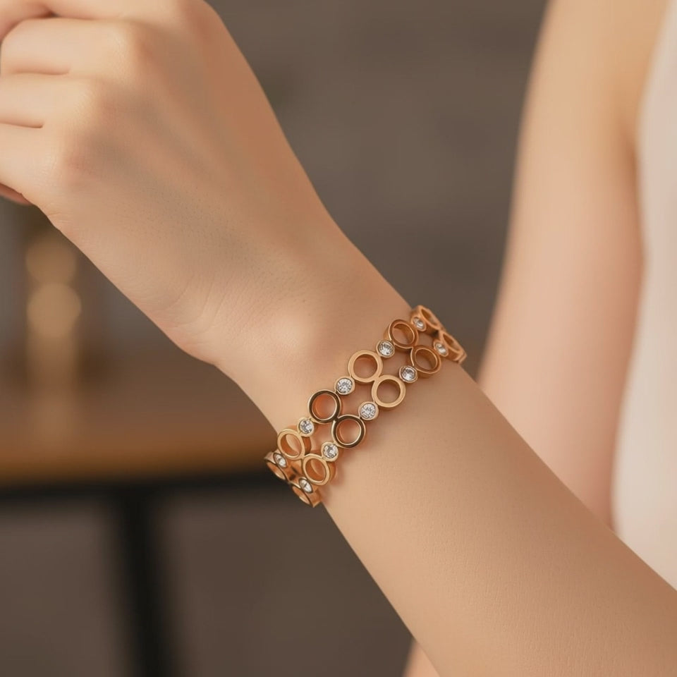 Crystal Orbit Link Bracelet - 14K Gold Plated | Just A Girl