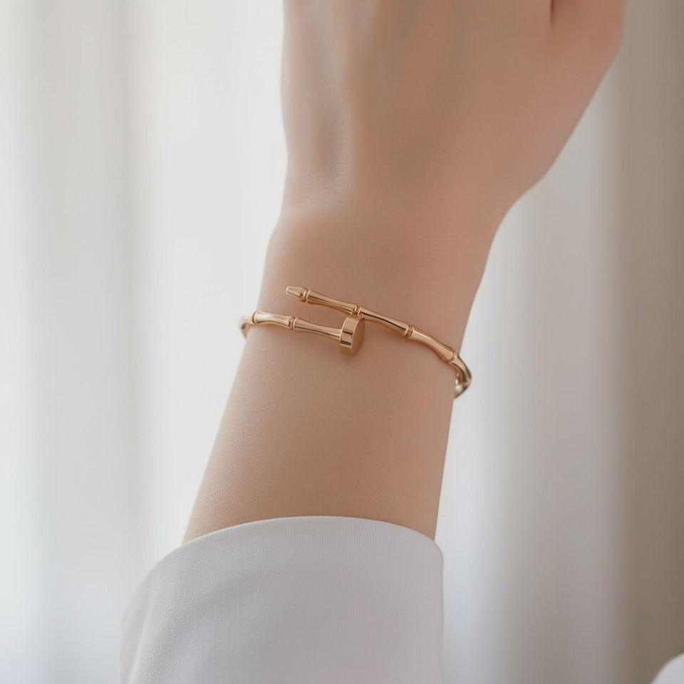 Bamboo Segment Bracelet - 14K Gold Plated | Just A Girl