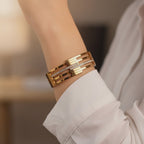 Crystal Stripe Layered Bracelet- 14K Gold Plated | Just A Girl