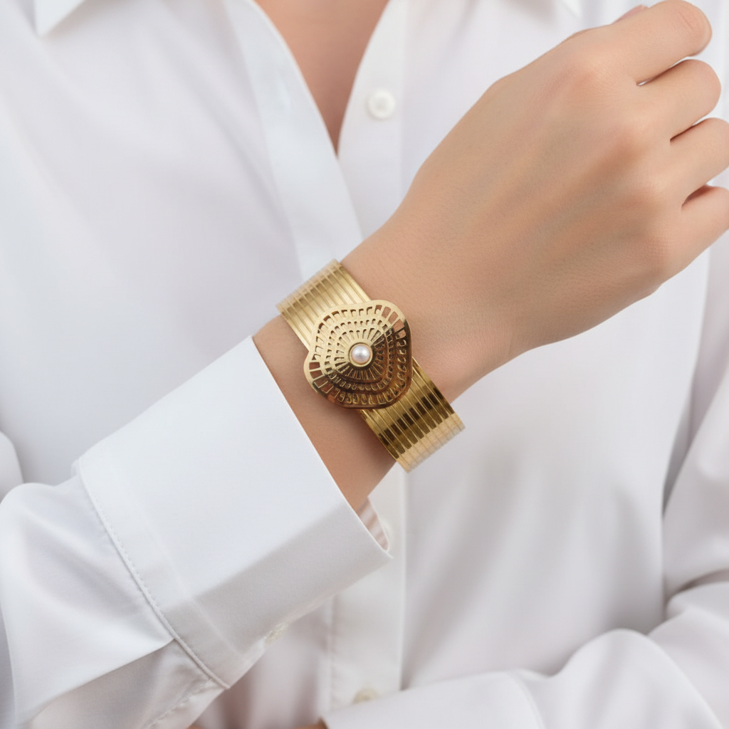 Seashell Statement Cuff Bracelet - 14K Gold Plated | Just A Girl