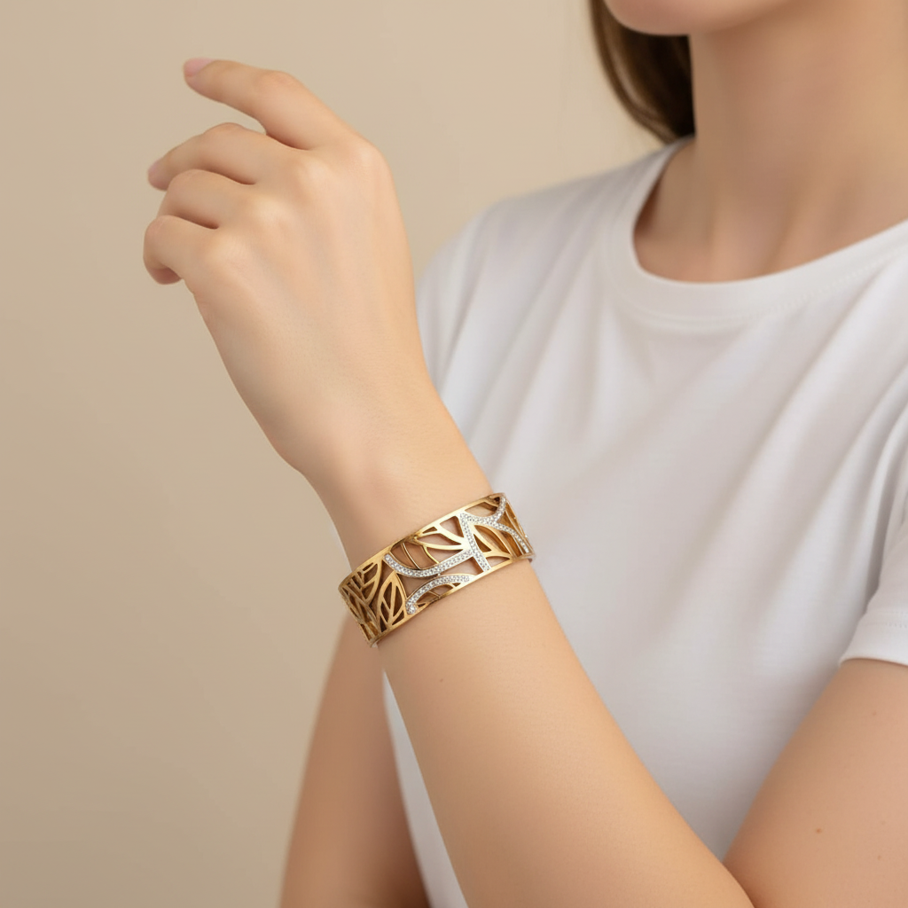 Twilight Forest Open Cuff Bracelet - 14K Gold Plated | Just A Girl