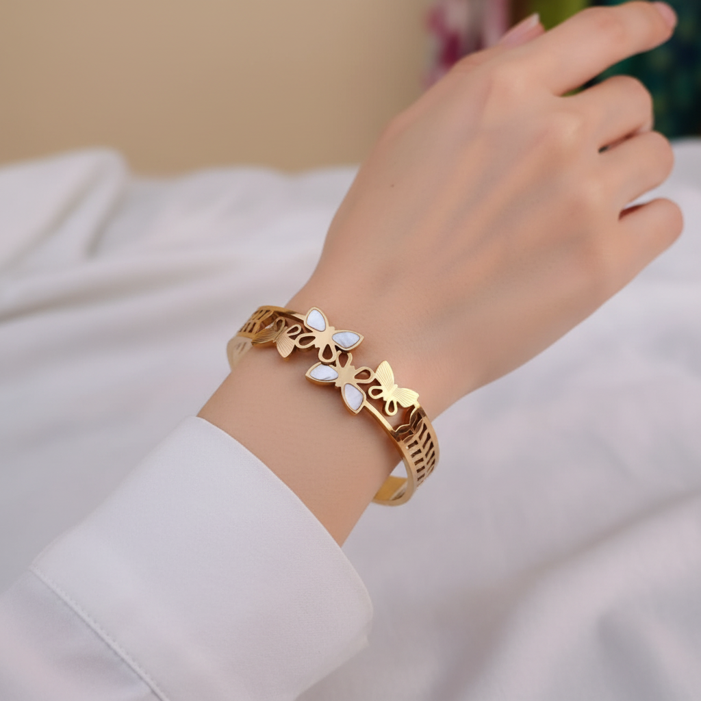 Butterfly Garden Open Cuff Bracelet - 14K Gold Plated | Just A Girl