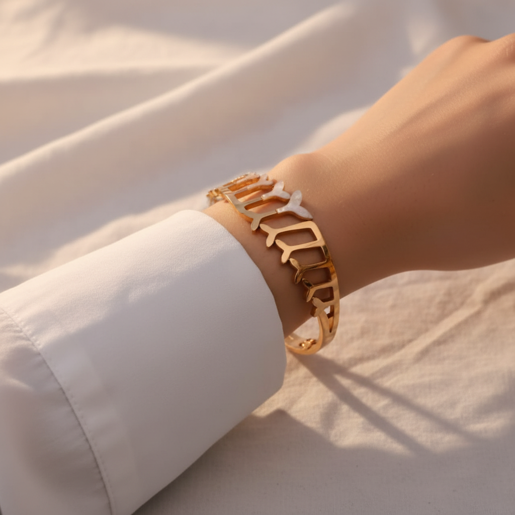 Olive Branch Open Cuff Bracelet - 14K Gold Plated | Just A Girl