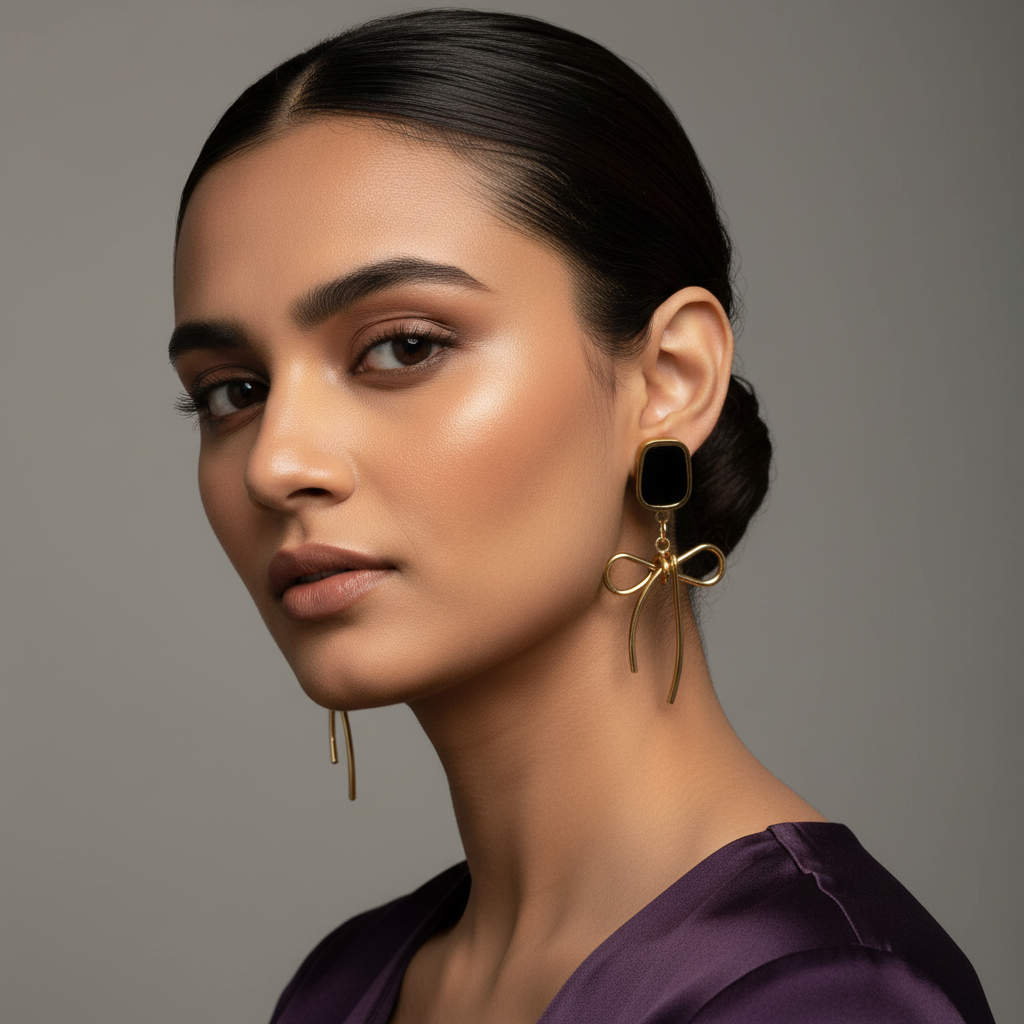 Evergold Noir Ribbon Drops – 14K Gold Plated | Just A Girl