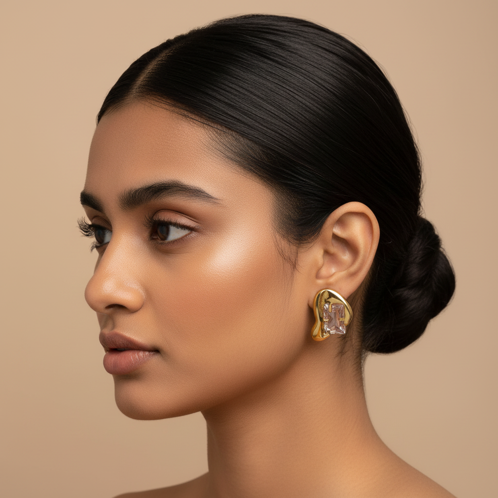 Evergold Melted Quartz Studs – 14K Gold Plated | Just A Girl