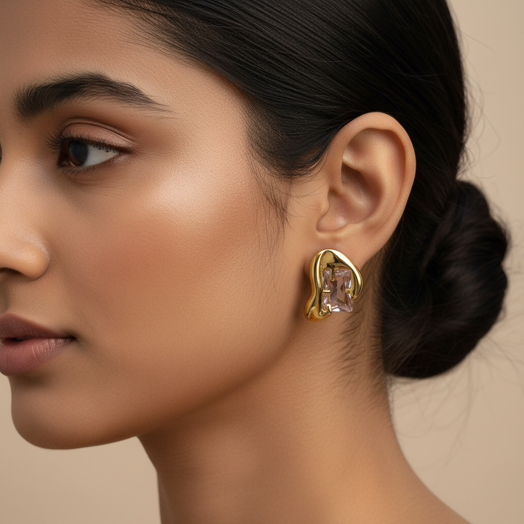 Evergold Melted Quartz Studs – 14K Gold Plated | Just A Girl