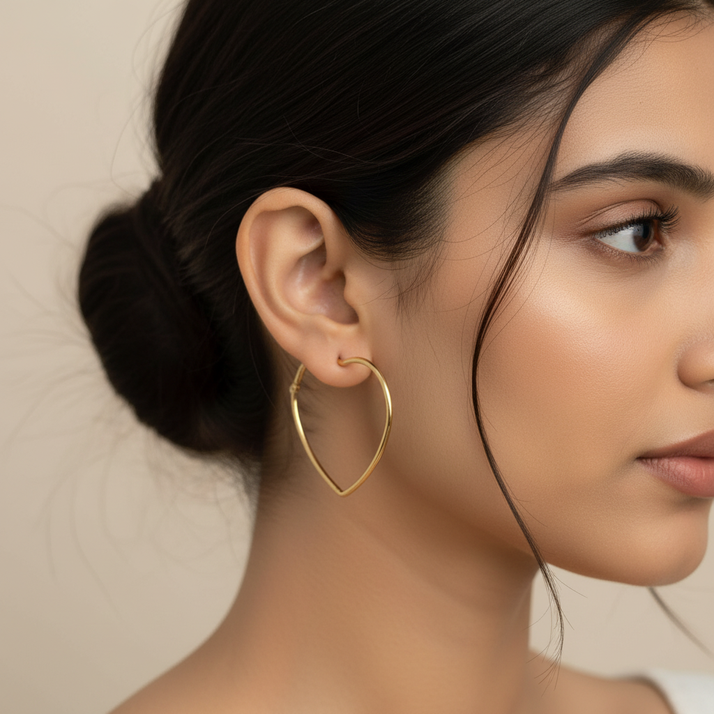 Evergold Heartline Hoop Earrings – 14K Gold Plated | Just A Girl