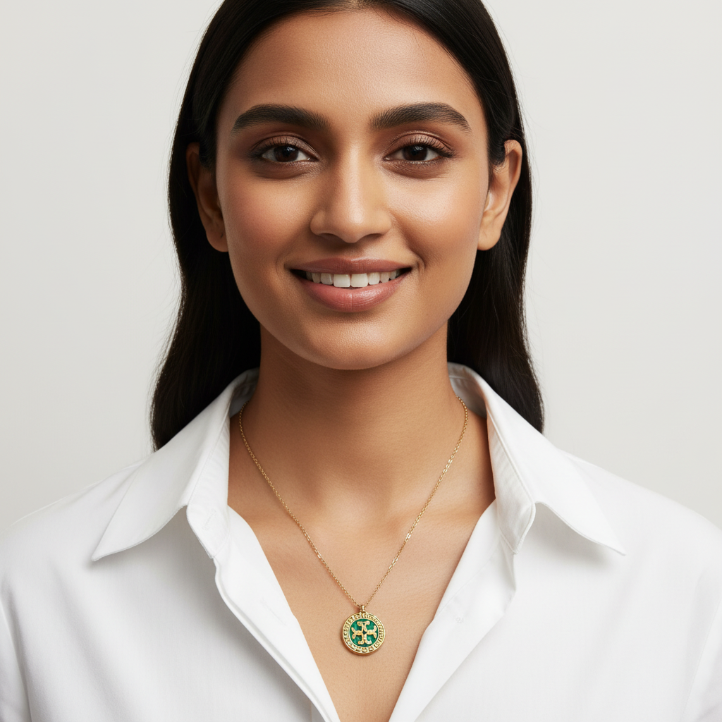 Evergold Emerald Emblem Chain – 14K Gold Plated | Just A Girl