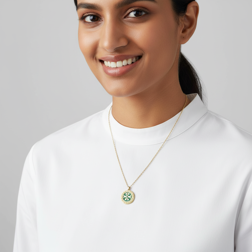 Evergold Emerald Emblem Chain – 14K Gold Plated | Just A Girl