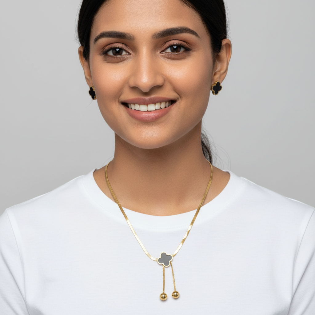 Evergold Noir Clover Set – 14K Gold Plated | Just A Girl