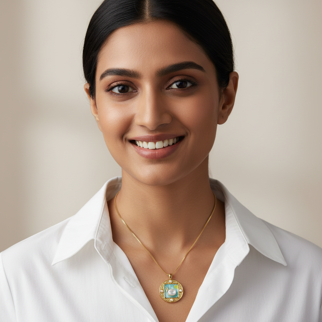 Evergold Ocean Pearl Medallion – 14K Gold Plated | Just A Girl