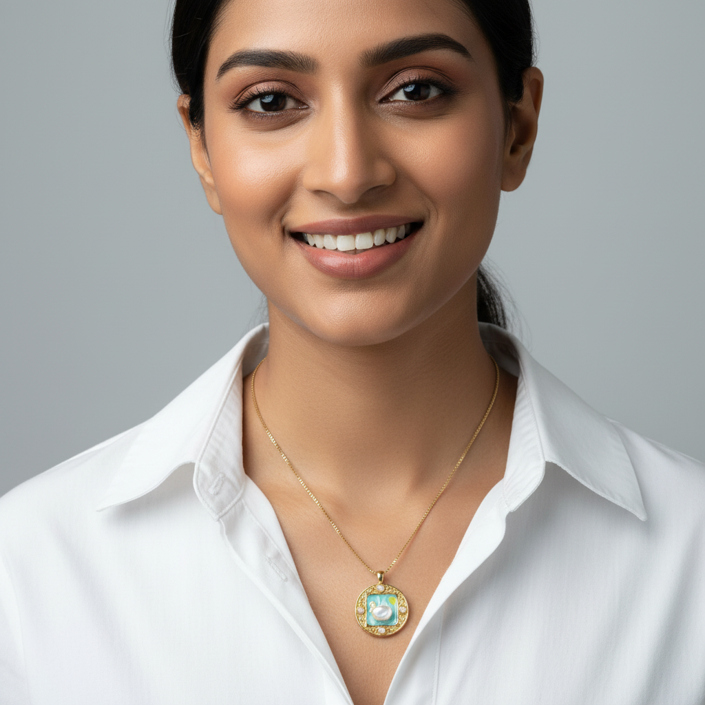 Evergold Ocean Pearl Medallion – 14K Gold Plated | Just A Girl