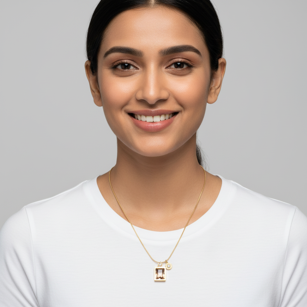 Evergold Blush Frame Pendant – 14K Gold Plated | Just A Girl