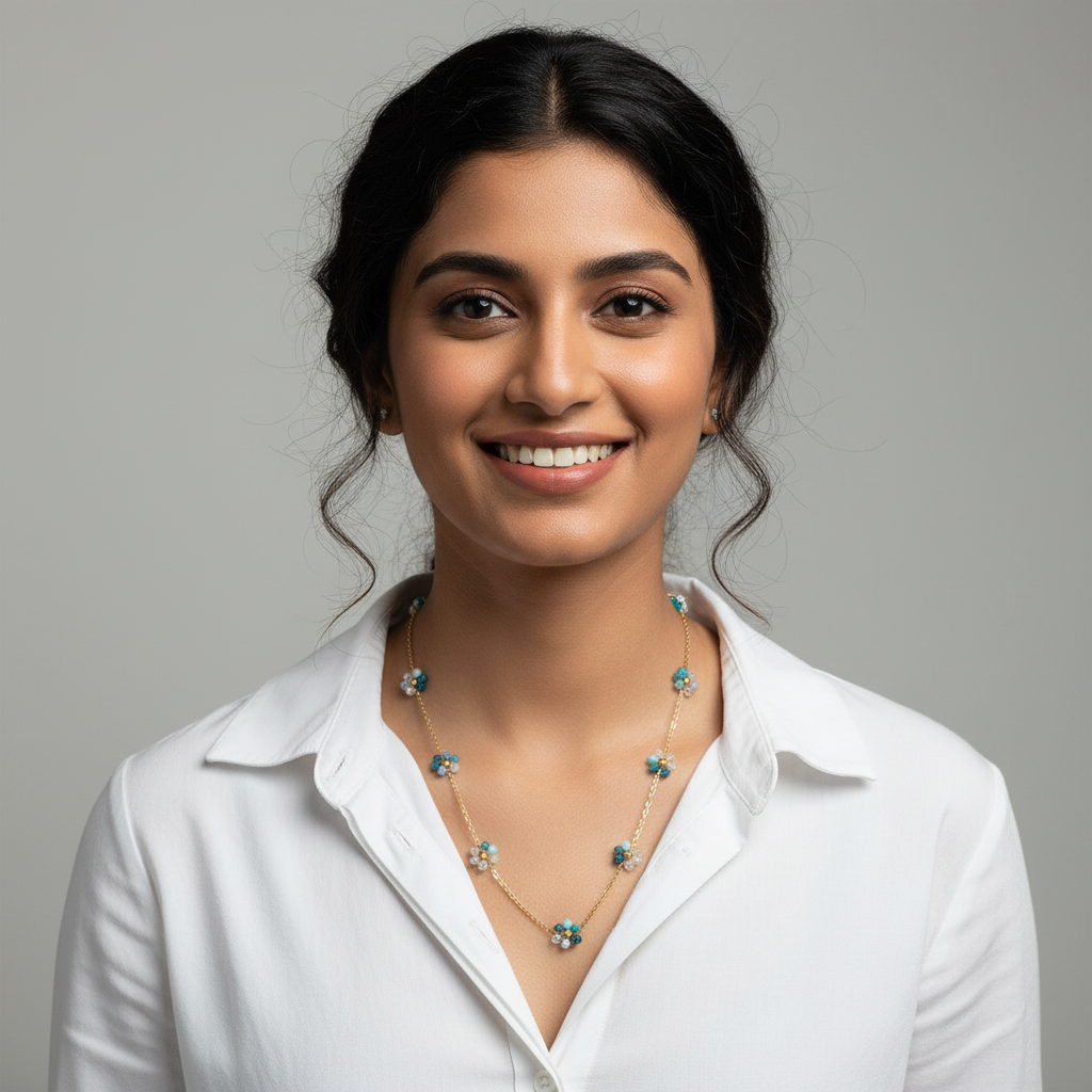 Evergold Blue Bloom Chain – 14K Gold Plated | Just A Girl