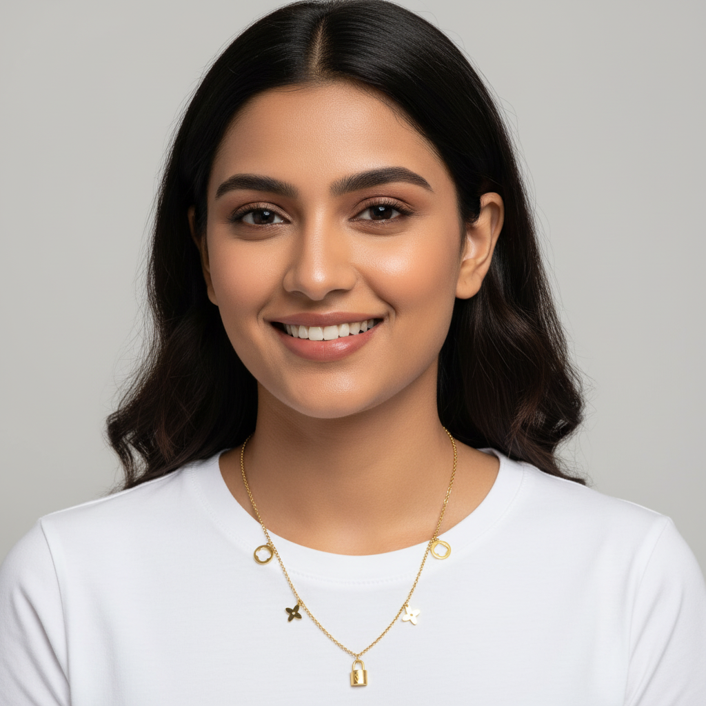 Evergold Lock & Bloom Chain – 14K Gold Plated | Just A Girl