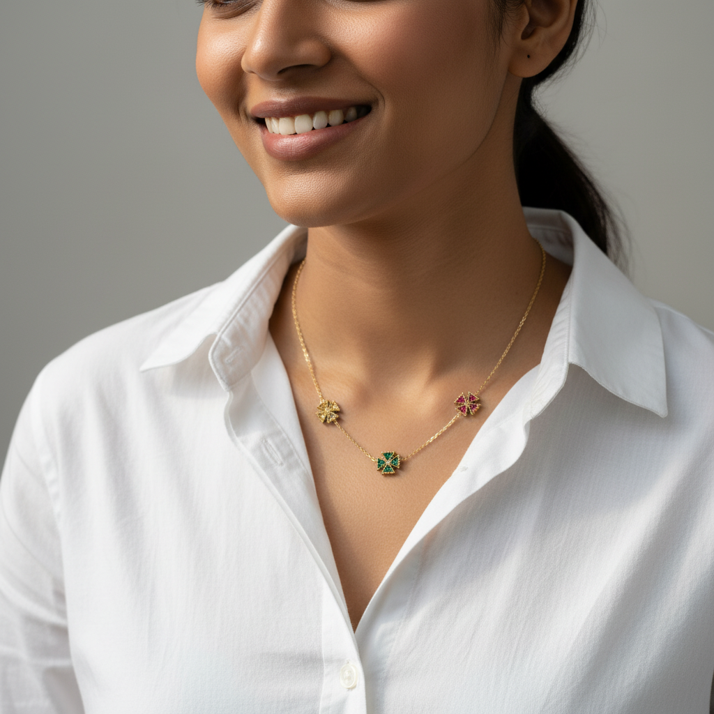 Evergold Mosaic Cross Necklace – 14K Gold Plated | Just A Girl