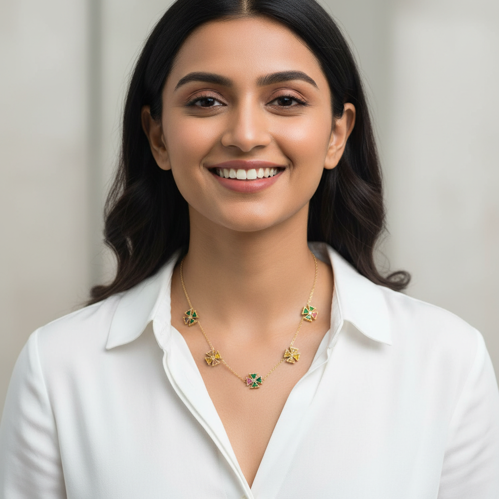 Evergold Mosaic Cross Necklace – 14K Gold Plated | Just A Girl