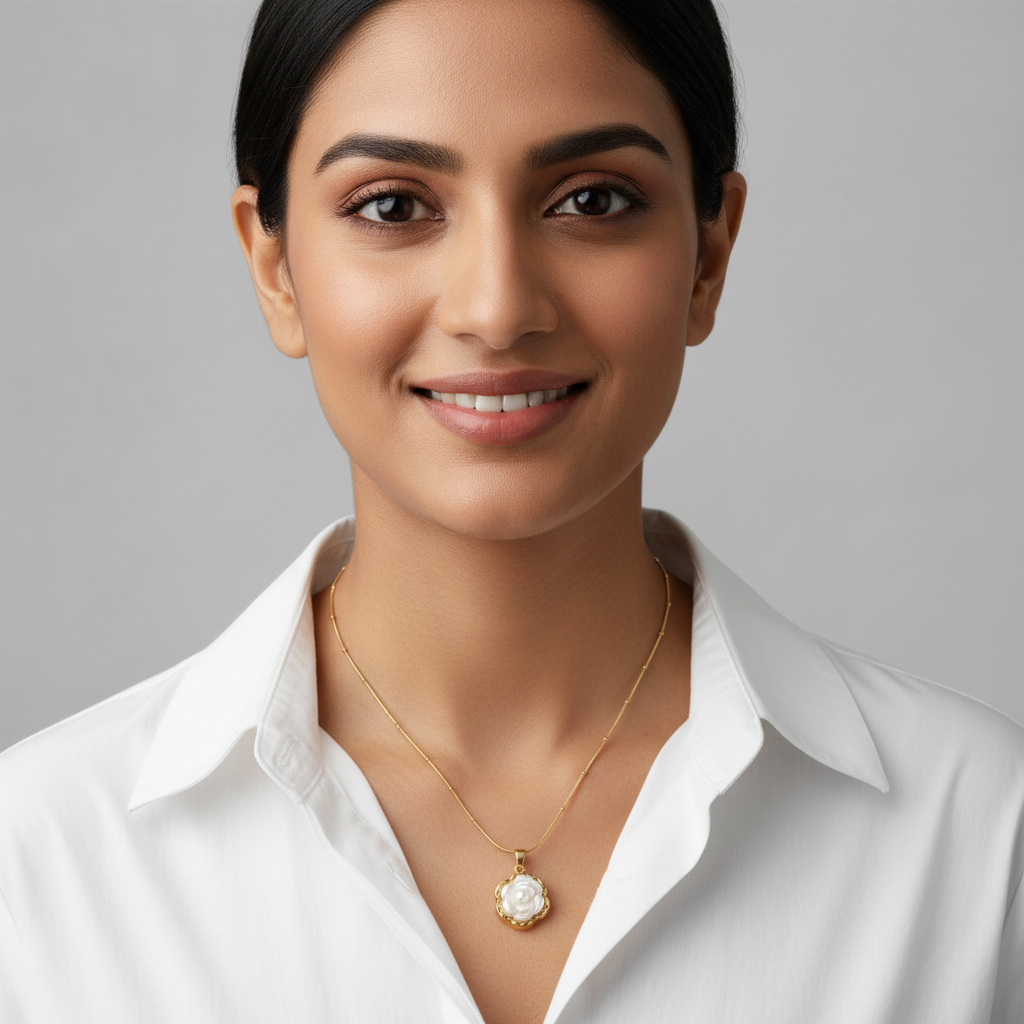 Evergold Rose Pearl Pendant – 14K Gold Plated | Just A Girl