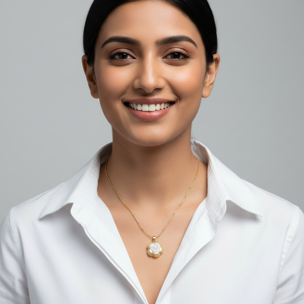 Evergold Rose Pearl Pendant – 14K Gold Plated | Just A Girl