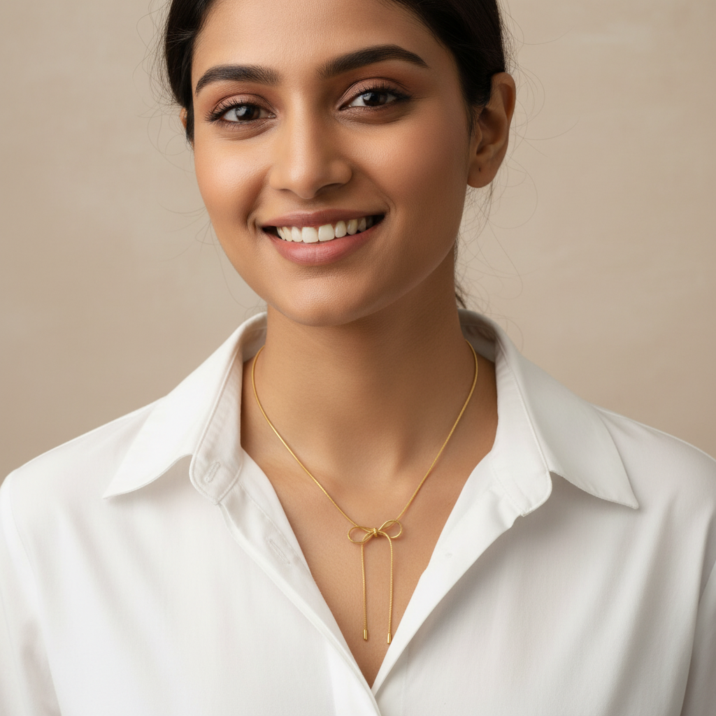 Evergold Bow String Chain – 14K Gold Plated | Just A Girl