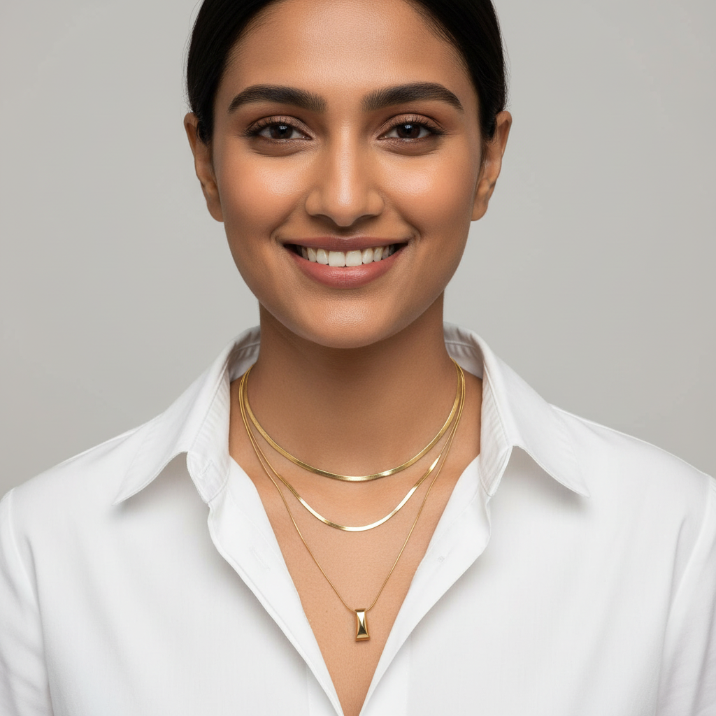 Evergold Wave Bar Necklace – 14K Gold Plated | Just A Girl