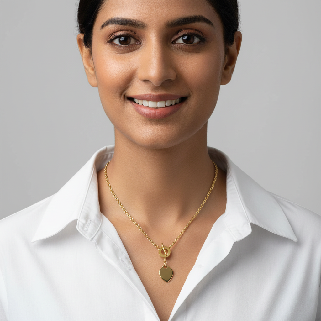 Evergold Toggle Heart Necklace – 14K Gold Plated | Just A Girl