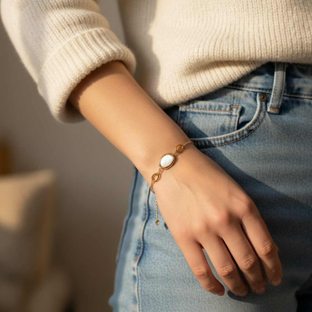 EverGold Oval Aura Charm Bracelet - 14K Gold Plated | Just A Girl