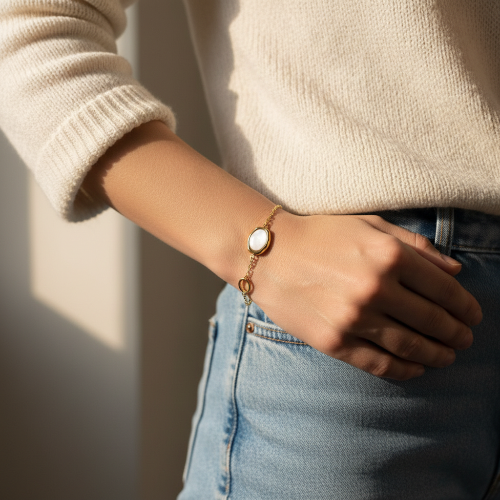 EverGold Oval Aura Charm Bracelet - 14K Gold Plated | Just A Girl