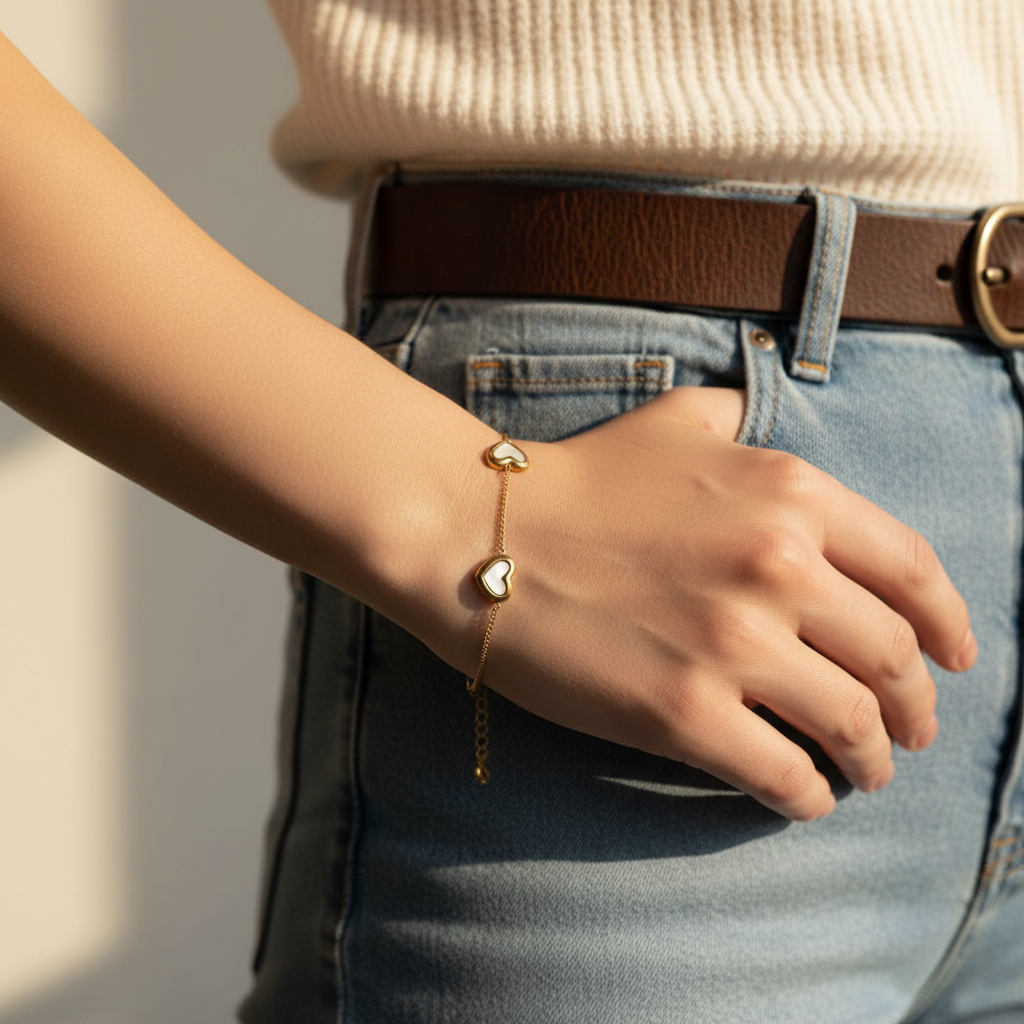 EverGold Heartline Charm Bracelet - 14K Gold Plated | Just A Girl