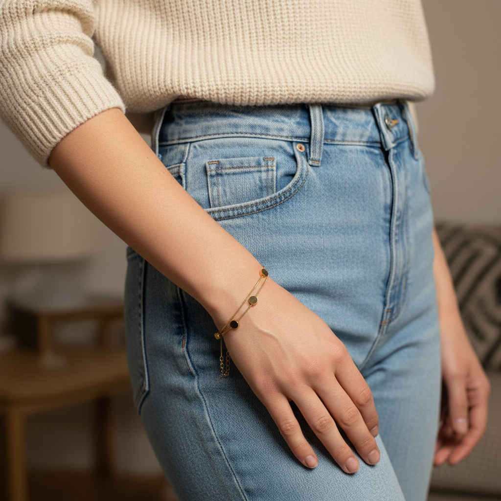 EverGold Double Dot Chain Bracelet - 14K Gold Plated | Just A Girl