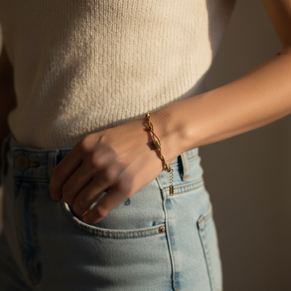 EverGold Twisted Glow Chain Bracelet - 14K Gold Plated | Just A Girl