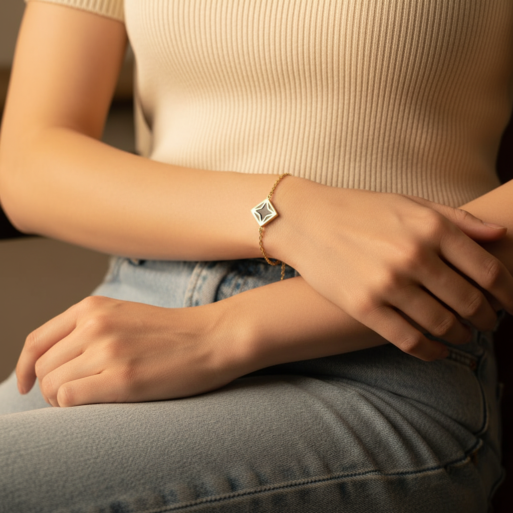 EverGold Noir Prism Chain Bracelet - 14K Gold Plated | Just A Girl