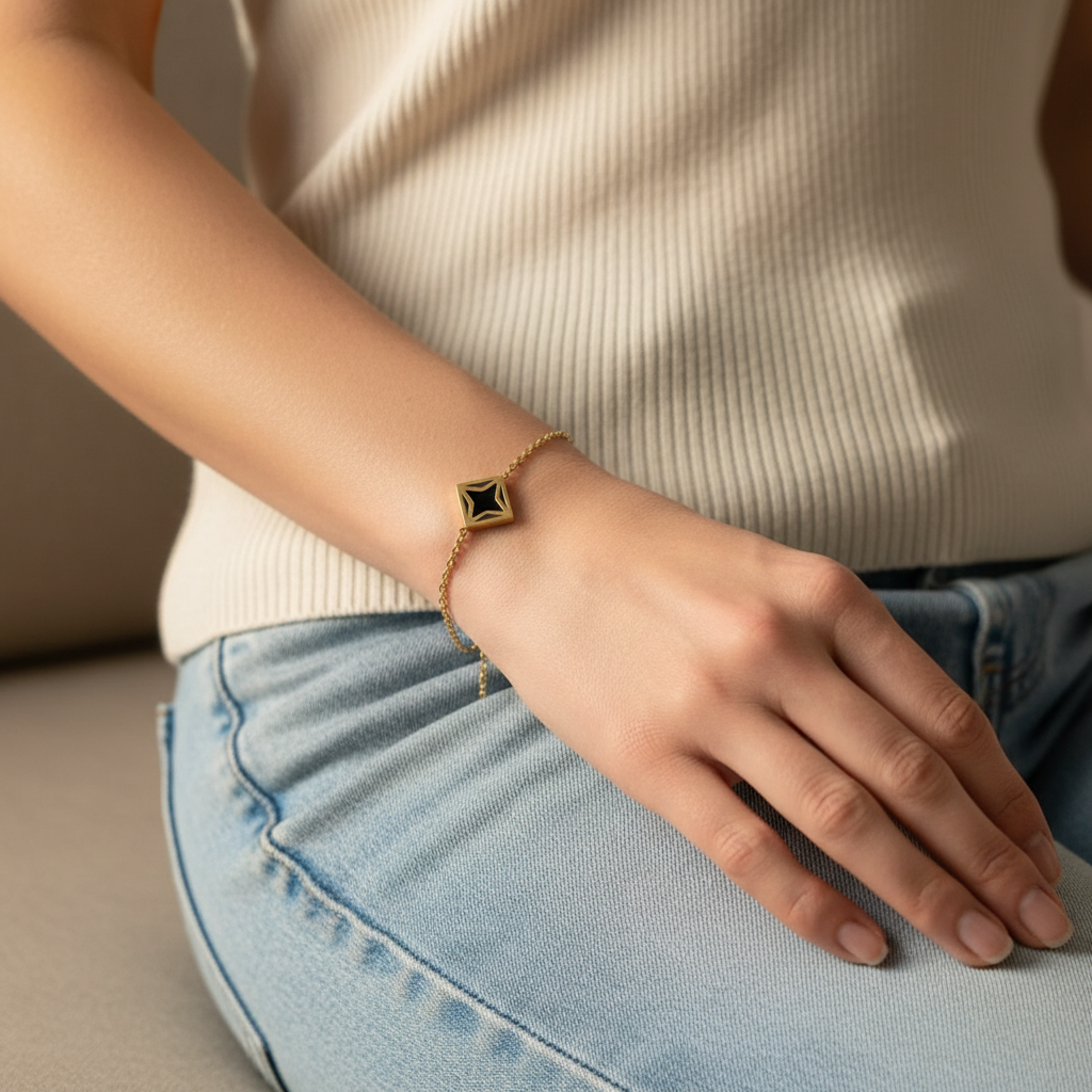 EverGold Noir Prism Chain Bracelet - 14K Gold Plated | Just A Girl