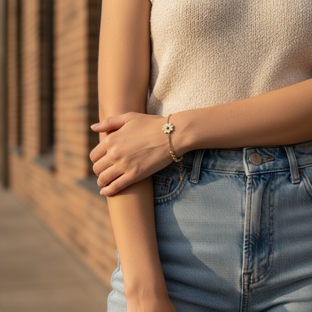 EverGold Daisy Glow Charm Bracelet - 14K Gold Plated | Just A Girl