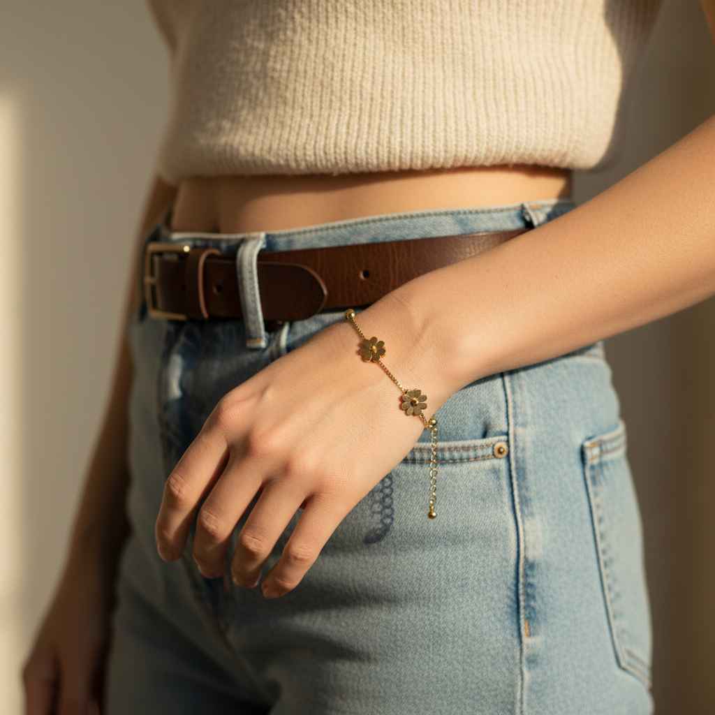 EverGold Daisy Glow Charm Bracelet - 14K Gold Plated | Just A Girl