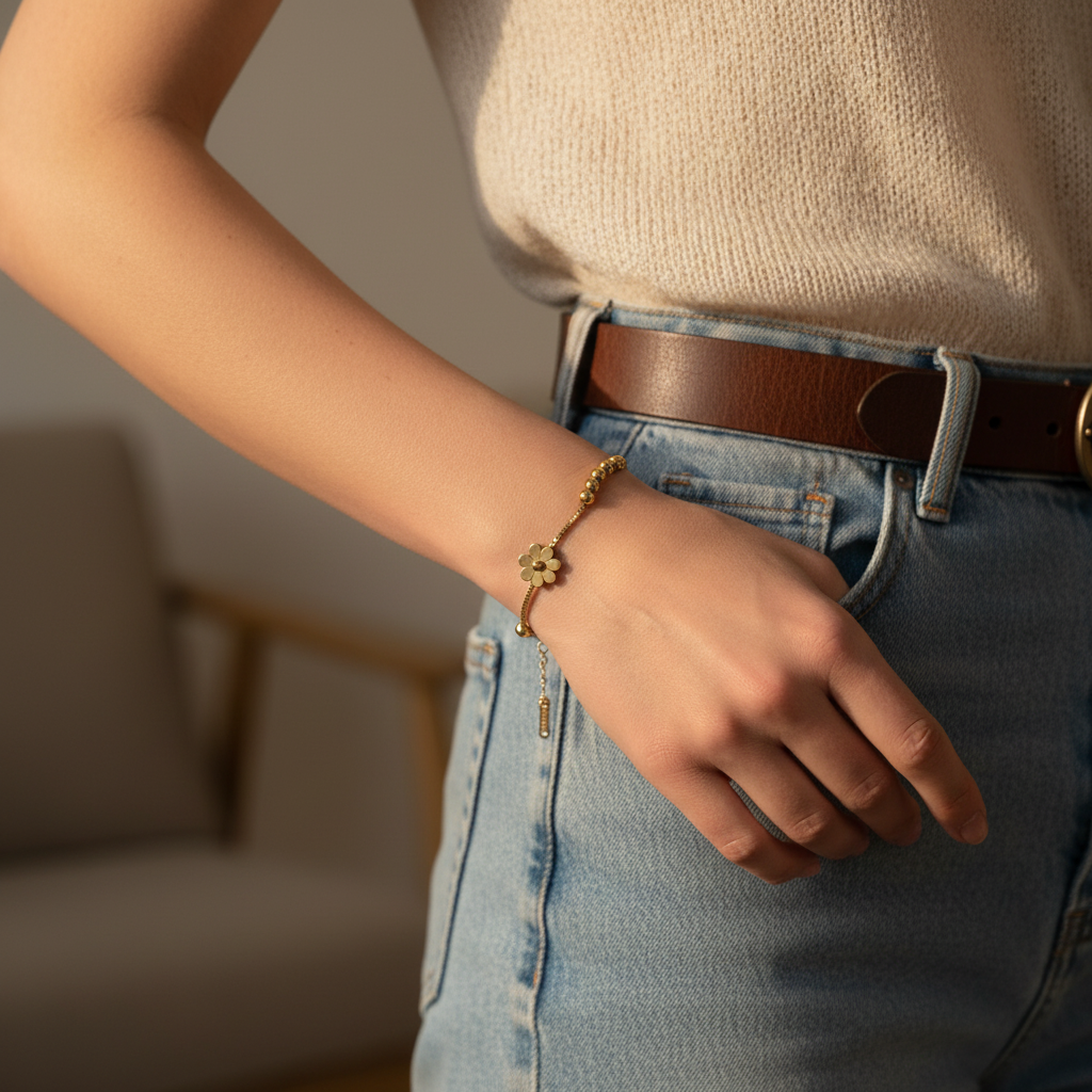 EverGold Daisy Glow Charm Bracelet - 14K Gold Plated | Just A Girl