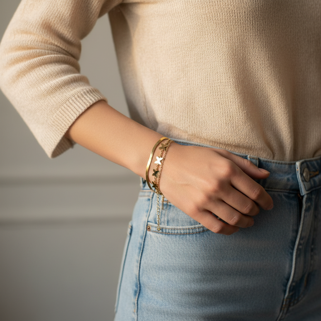 EverGold Butterfly Wave Charm Bracelet - 14K Gold Plated | Just A Girl