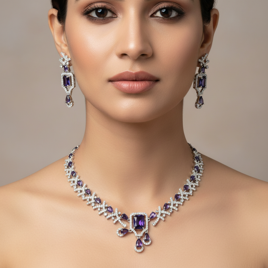 Celeste Midnight Constellation American Diamond Necklace Set | Just A Girl