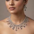 Celeste Amethyst Drape American Diamond Necklace Set – Just A Girl